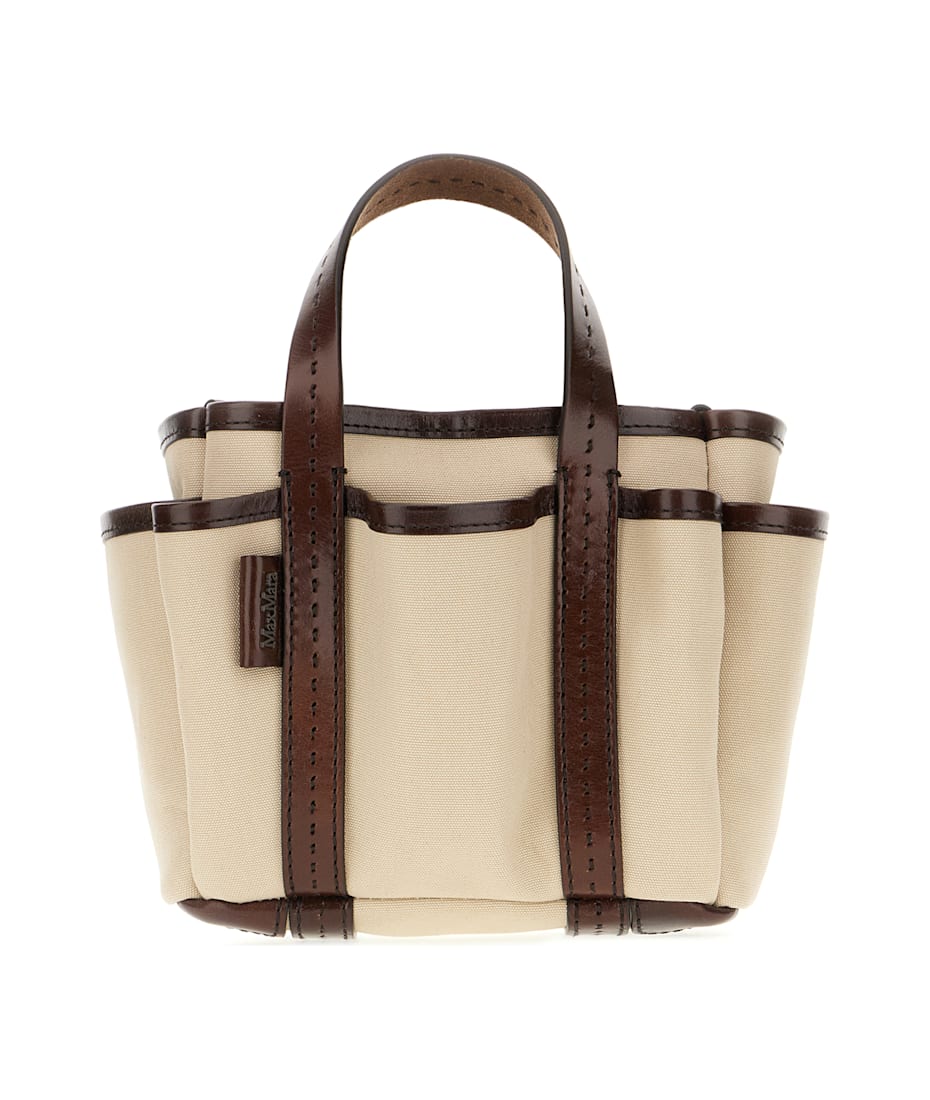 トートバッグ Max Mara Leather Cotton Canvas Giardiniera Mini Handbag Max Mara Sand Canvas Mini Giardiniera Handbag | italist