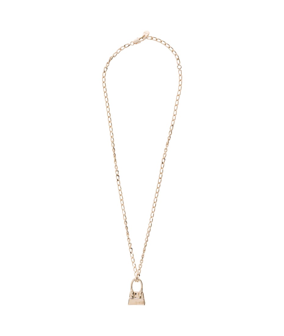 Jacquemus Gold-colored Chain Necklace With Chiquito Pendant In Brass And Bronze Woman - Metallic