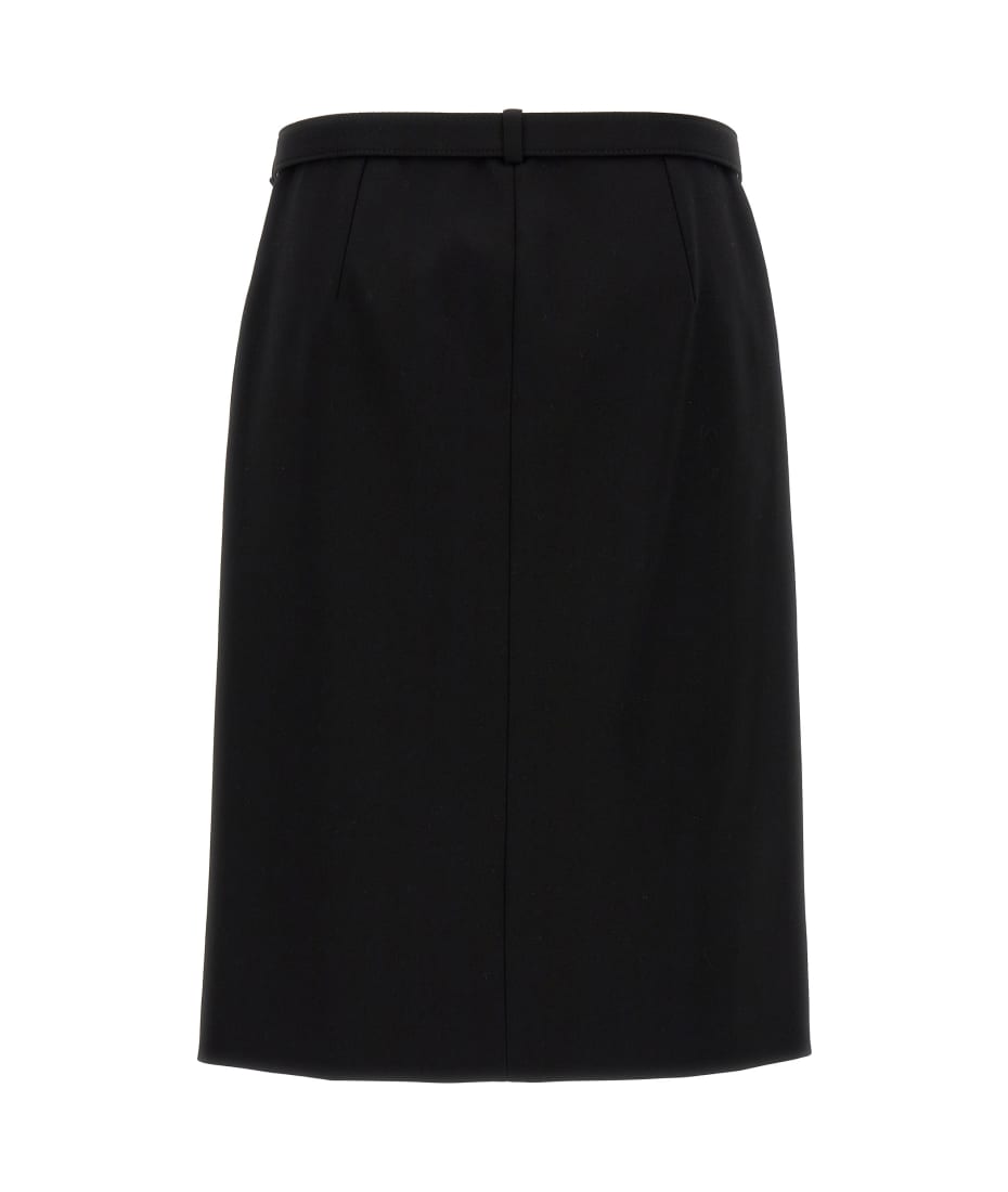 Gucci Wool Skirt With Removable Belt - Black  