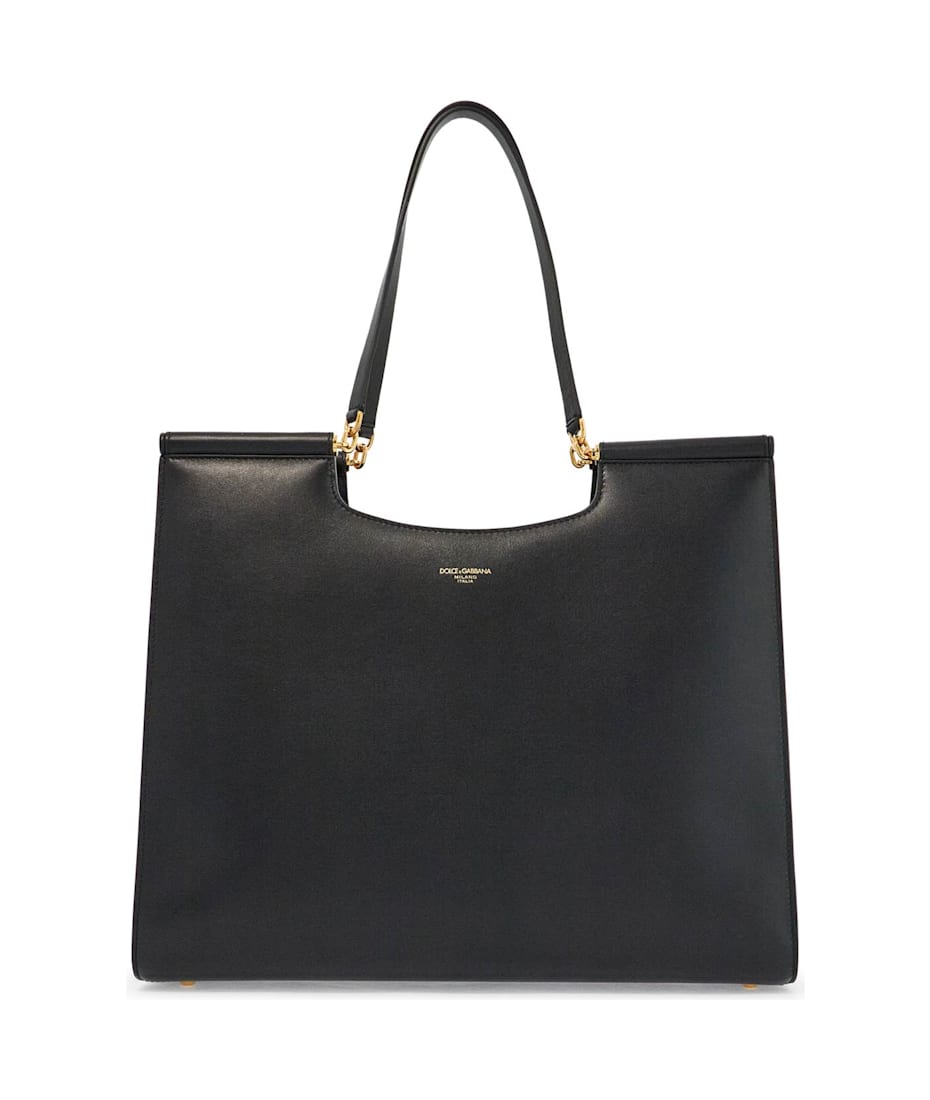 【関税＆送料込み】Dolce & Gabbana Black Leather Tote Dolce & Gabbana Black Leather Shopping Bag | italist, ALWAYS