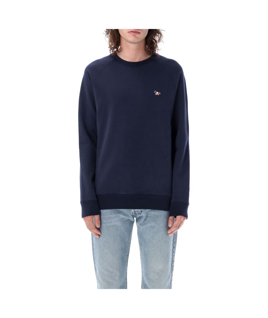 Maison kitsune tricolor deals fox patch sweatshirt