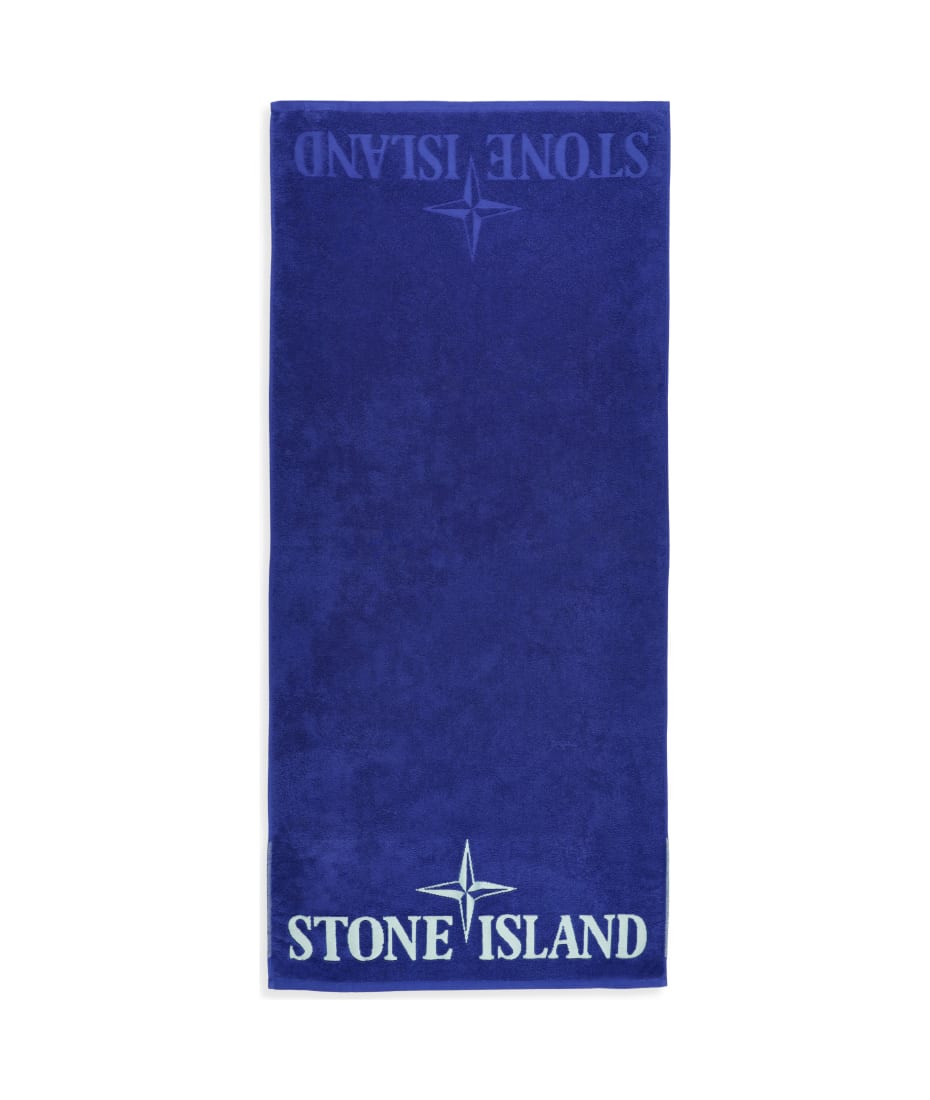 Stone Island Cotton Beach Towel - Blue