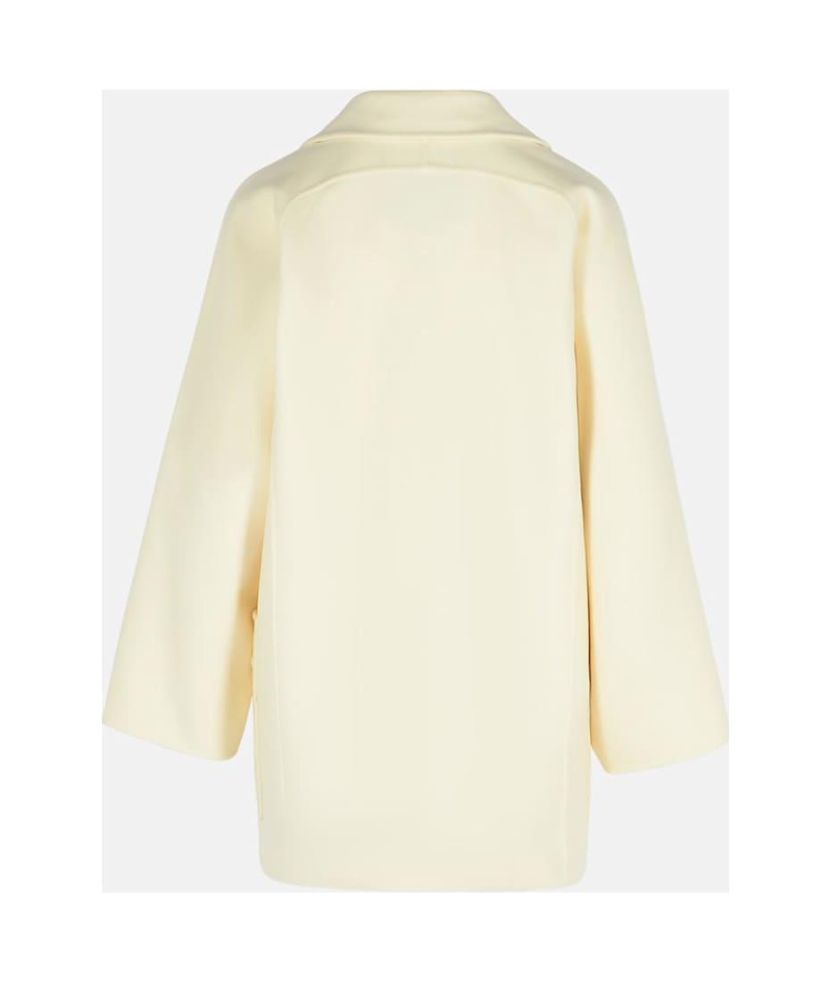 Max Mara 'teddy Crop' White Wool Blend Coat | italist