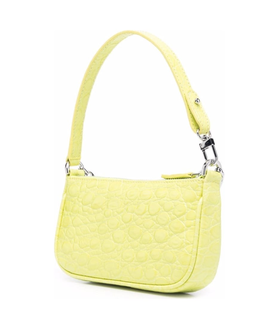 By Far Yellow Croco Embossed Leather Rachel Shoulder Bag at FORZIERI