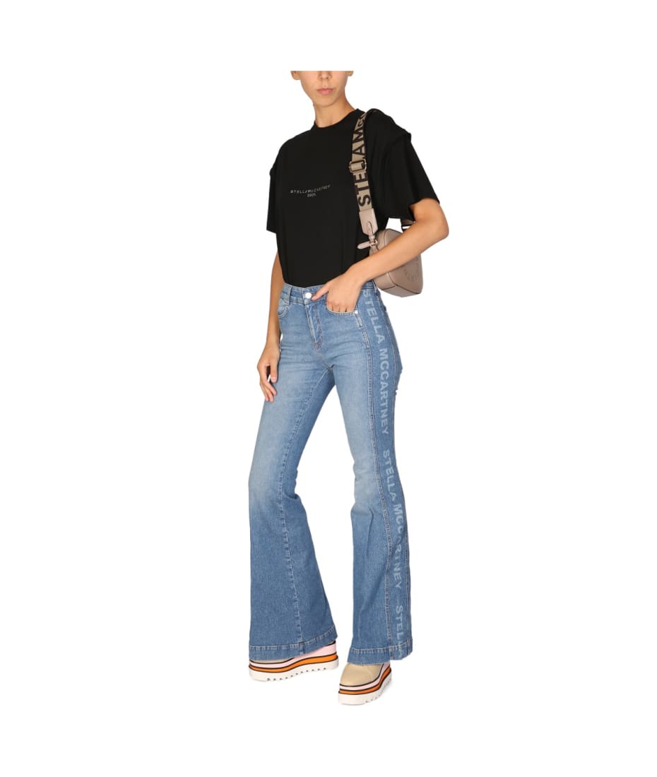 Tシャツ・カットソー STELLA MCCARTNEY COTTON T-SHIRT WITH CRYSTAL LOGO Stella Mccartney Crystal-logo Cotton T-shirt In Black | ModeSens