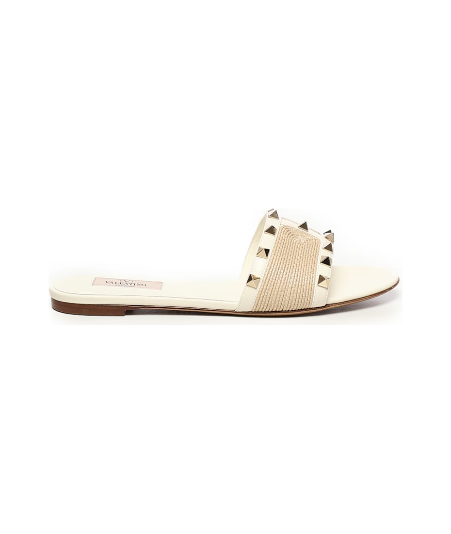 Valentino Garavani Roman Stud Metallic Leather Sandals