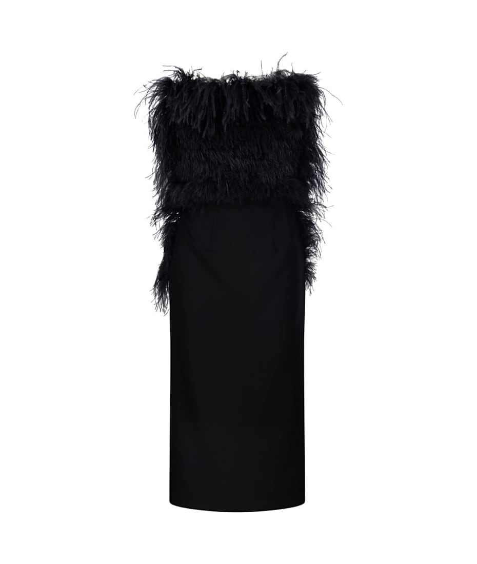 sportmax black dress Sportmax Feathered Midi Dress