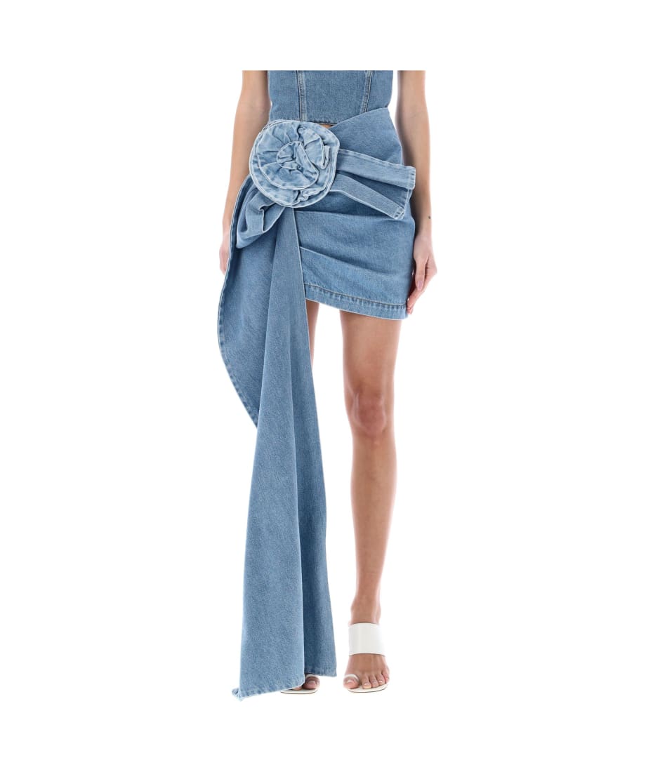 【関税込み】MAGDA BUTRYM ROSE MINI SKIRT Wool rose mini skirt in black