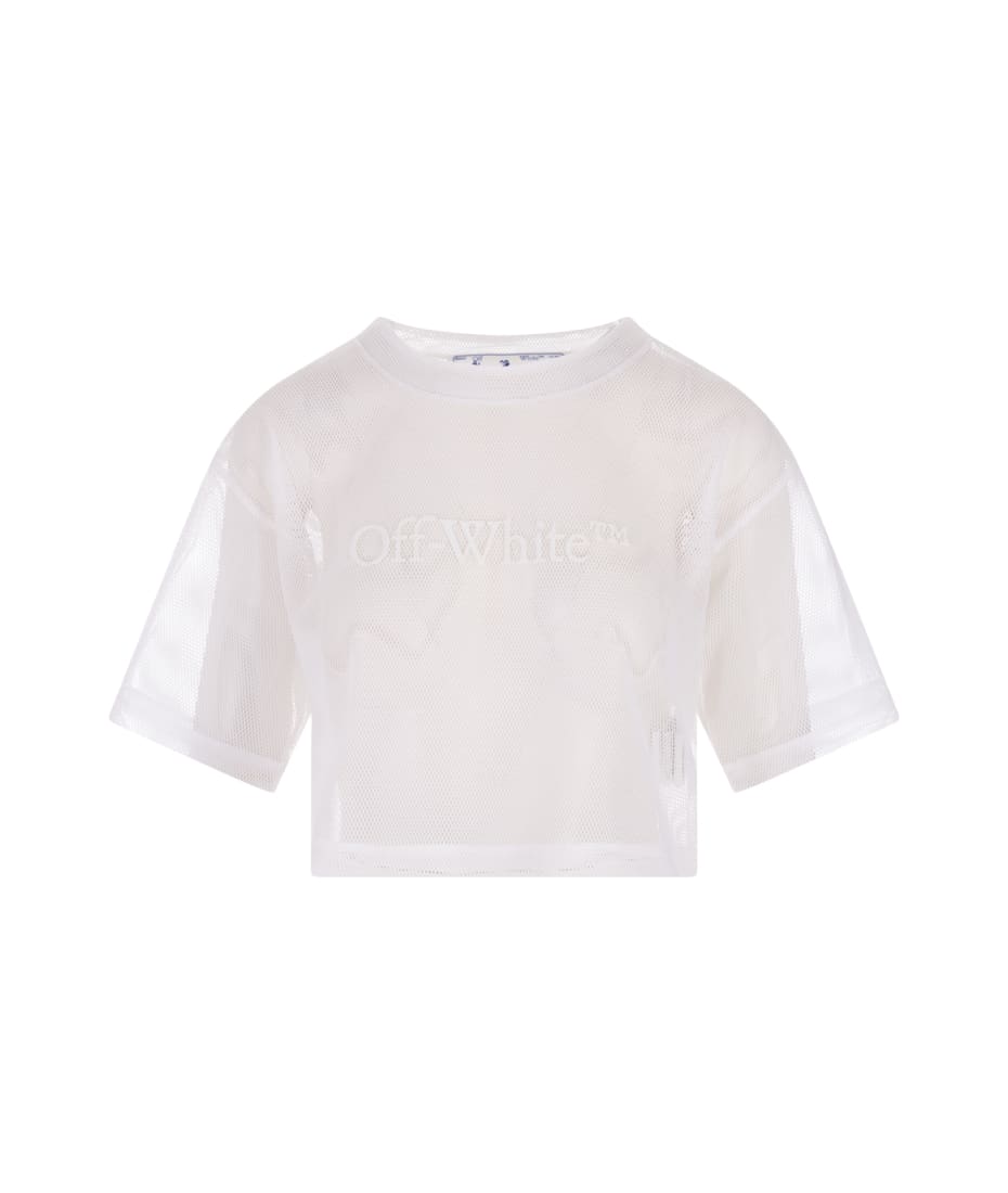 Off-White White Mesh Crop T-shirt With Logo | italist, ALWAYS LIKE