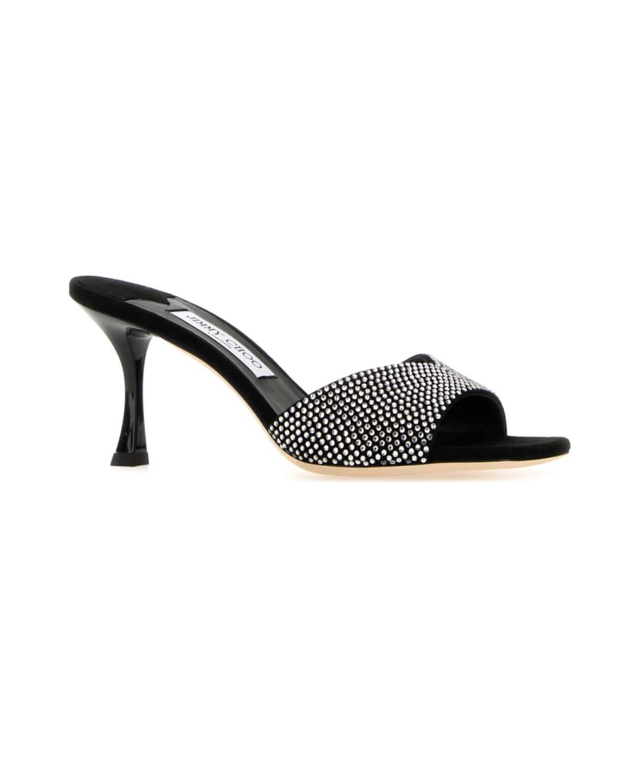 VIP【関税送料無料】希少 Jimmy Choo Skye 70 Suede Mules Black Skye 70 crystal-embellished suede mules | JIMMY CHOO