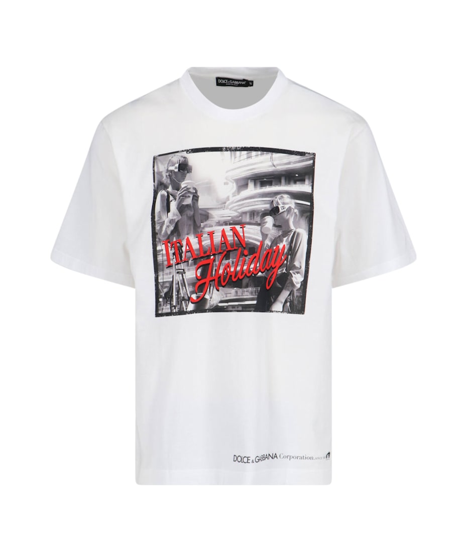 Tシャツ・カットソー DOLCE & GABBANA COTTON T-SHIRT WITH \"ITALIAN HOLIDAY\" PRINT Dolce&Gabbana Men's Italian Holiday Graphic T-Shirt | Neiman