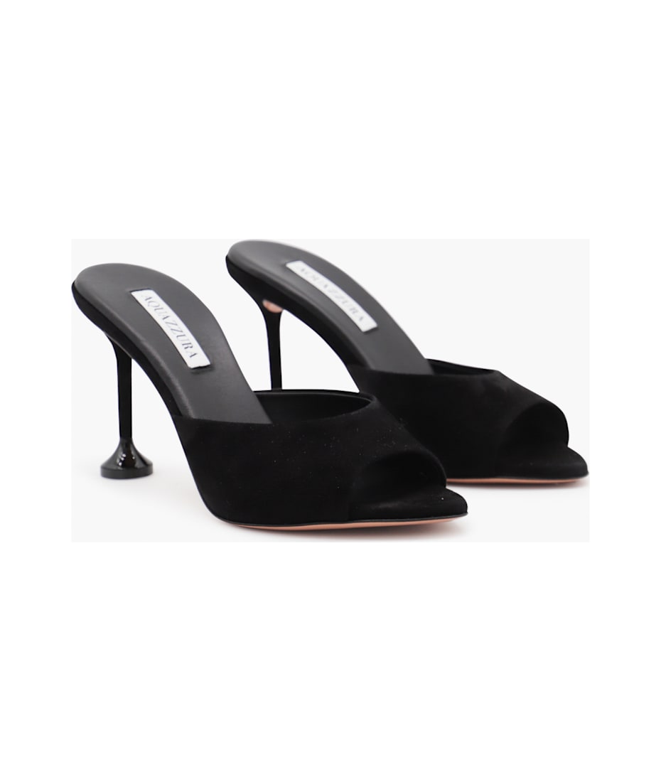 サンダル・ミュール AQUAZZURA BLACK LEATHER BISOUS 85 SANDALS Aquazzura Black Leather Bisous Mule 85 Sandals | italist