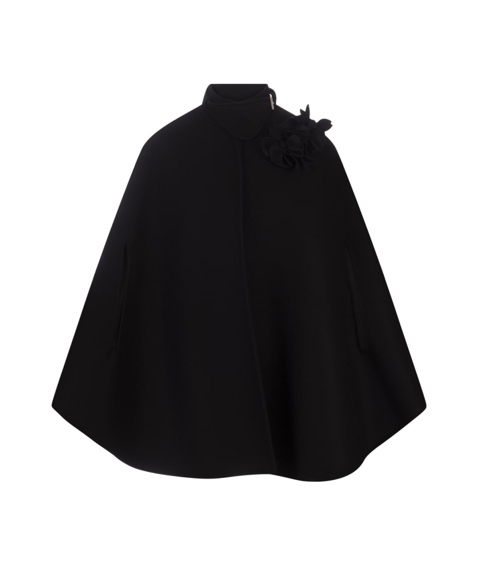 ポンチョ・ケープ Ermanno Scervino Rounded Black Wool Cape Ermanno Scervino Black Wool Cloth Cape | italist