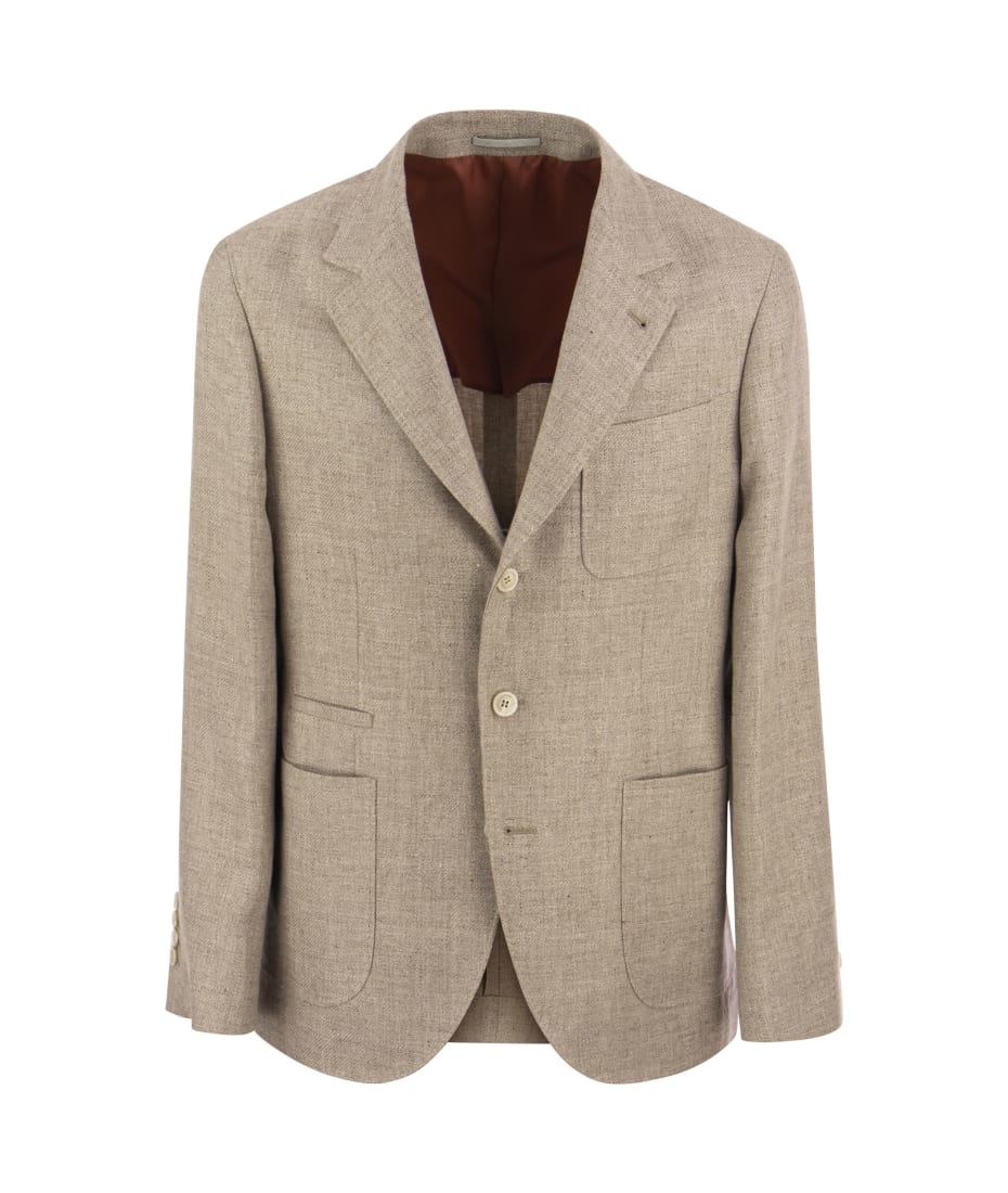 テーラードジャケット BRUNELLO CUCINELLI LINEN DECONSTRUCTED JACKET Linen unconstructed blazer for Man in Black | Brunello Cucinelli
