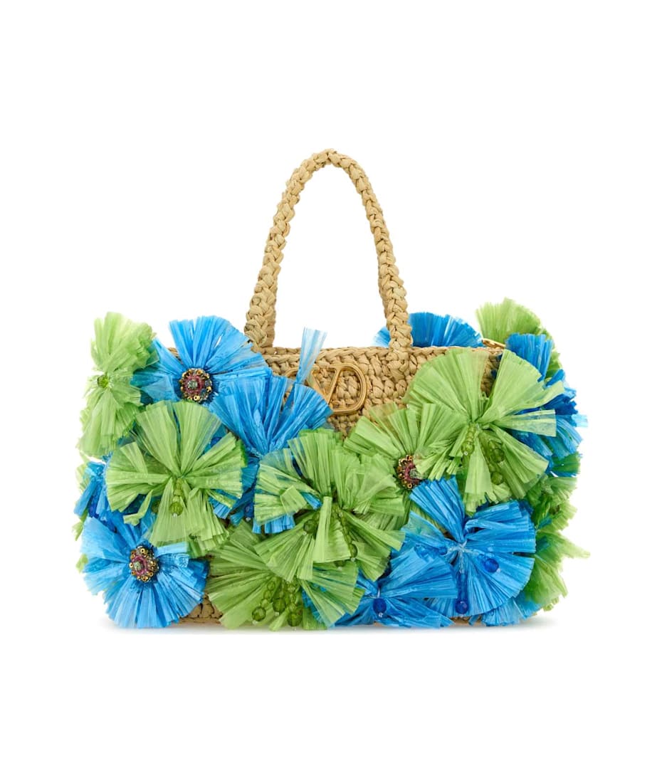 ハンドバッグ VALENTINO EMBELLISHED RAFFIA VLOGO SIGNATURE HANDBAG Valentino Garavani Embellished Raffia Vlogo Signature