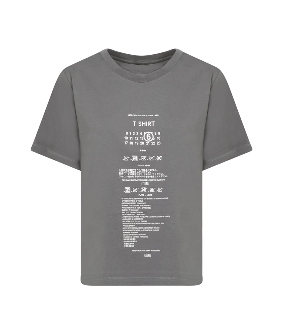 Tシャツ・カットソー MM6 MAISON MARGIELA DARK GREY WOOL TOP MM6 Maison Margiela - Numbers Logo T-Shirt in Dark Grey