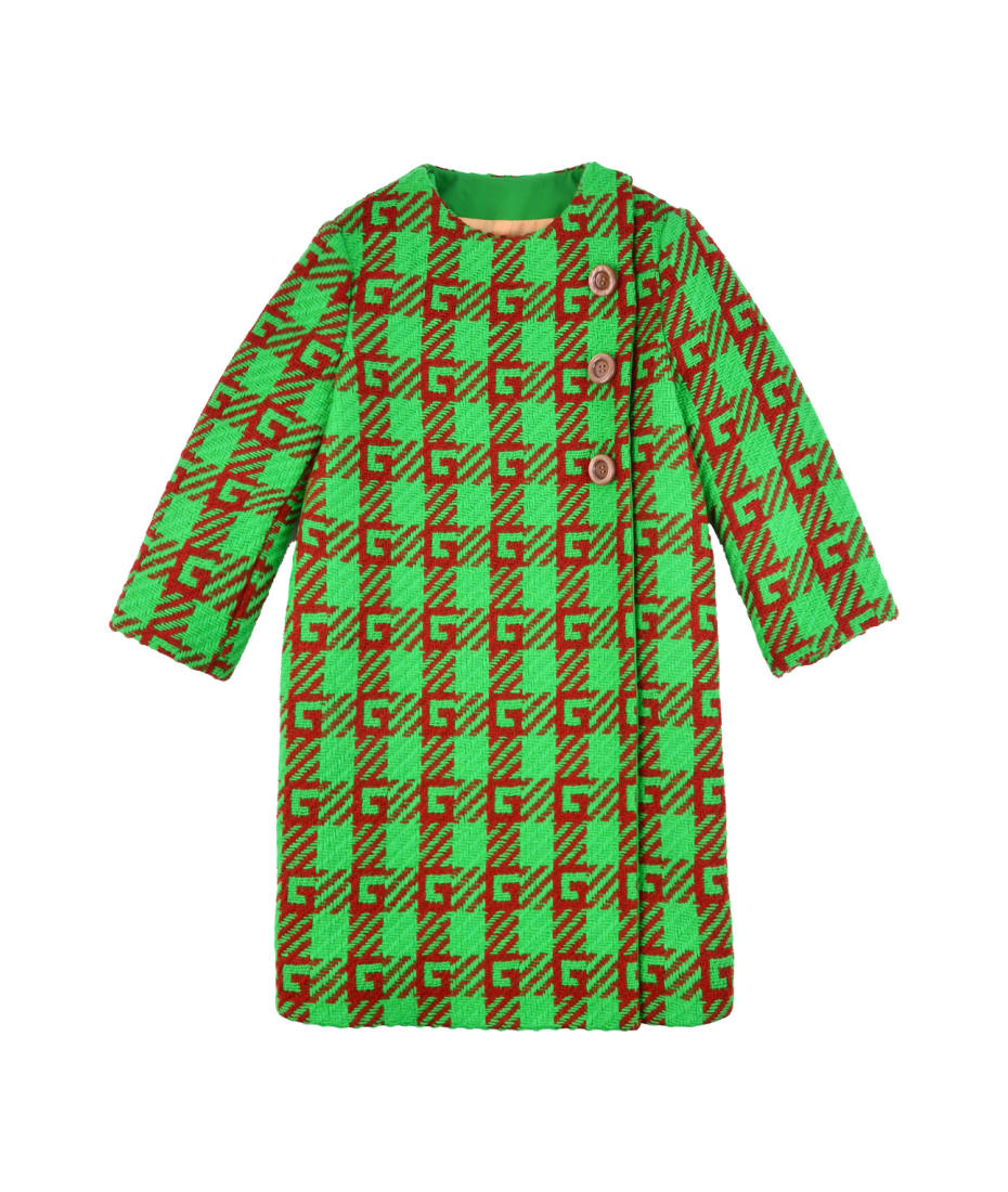 Gucci Check Wool Coat With Square G | italist