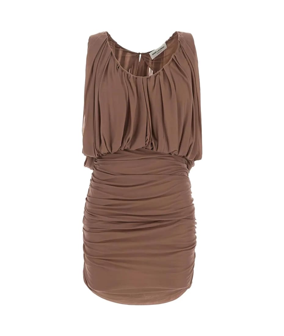 ワンピース Saint Laurent Biscuit jersey mini dress Saint Laurent Biscuit Cupro Mini Dress | italist