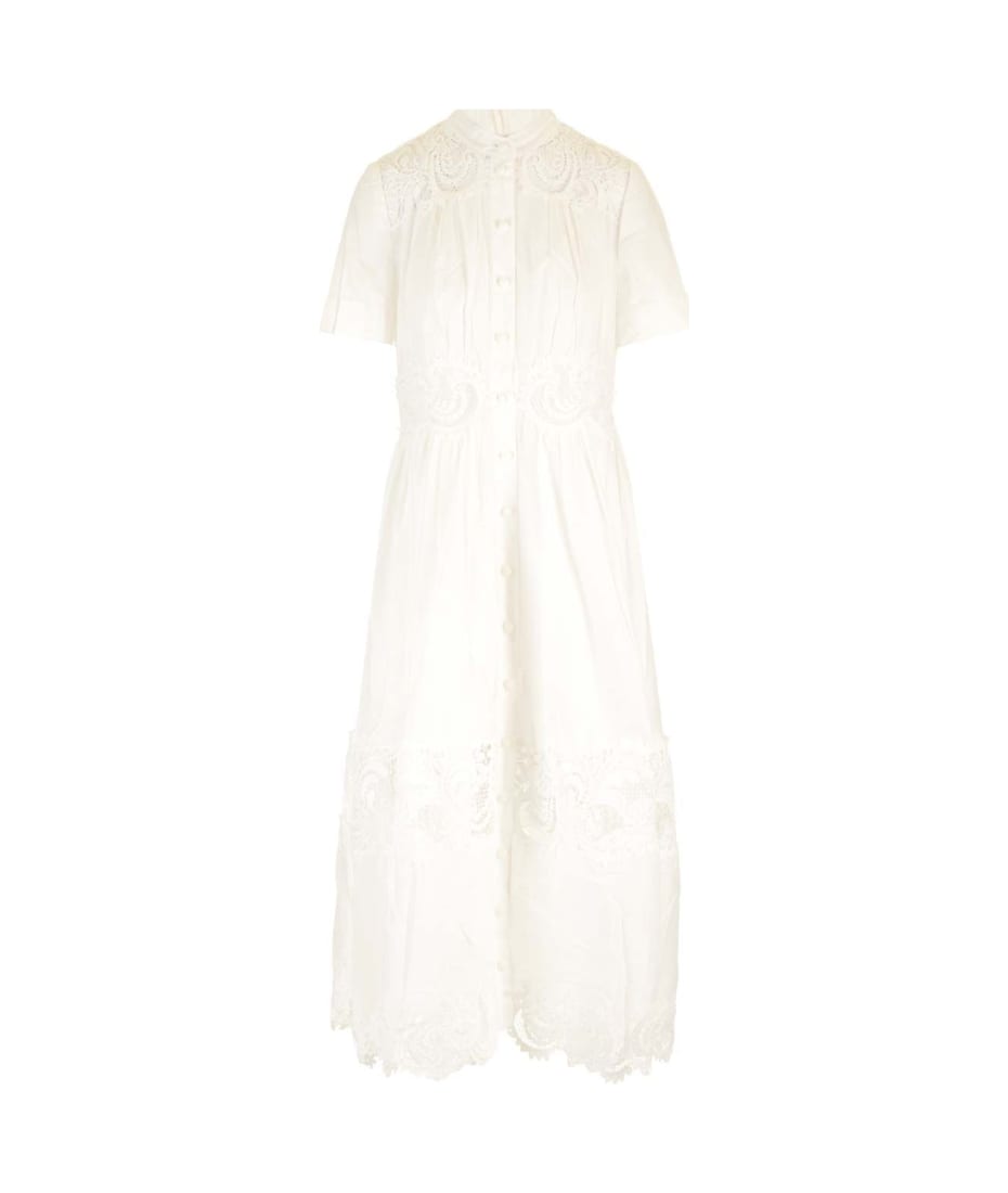 lace criss cross back wedding dress Ivory Floral Tulle Maxi Dress with Criss Cross Back main image 1