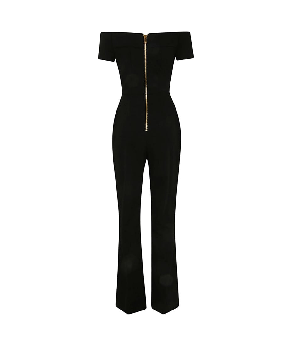 オールインワン・サロペット BALMAIN OFF-SHOULDERS FLARE CREPE JUMPSUIT Balmain Off-Shoulder Flare Crepe Jumpsuit – LOZURI®