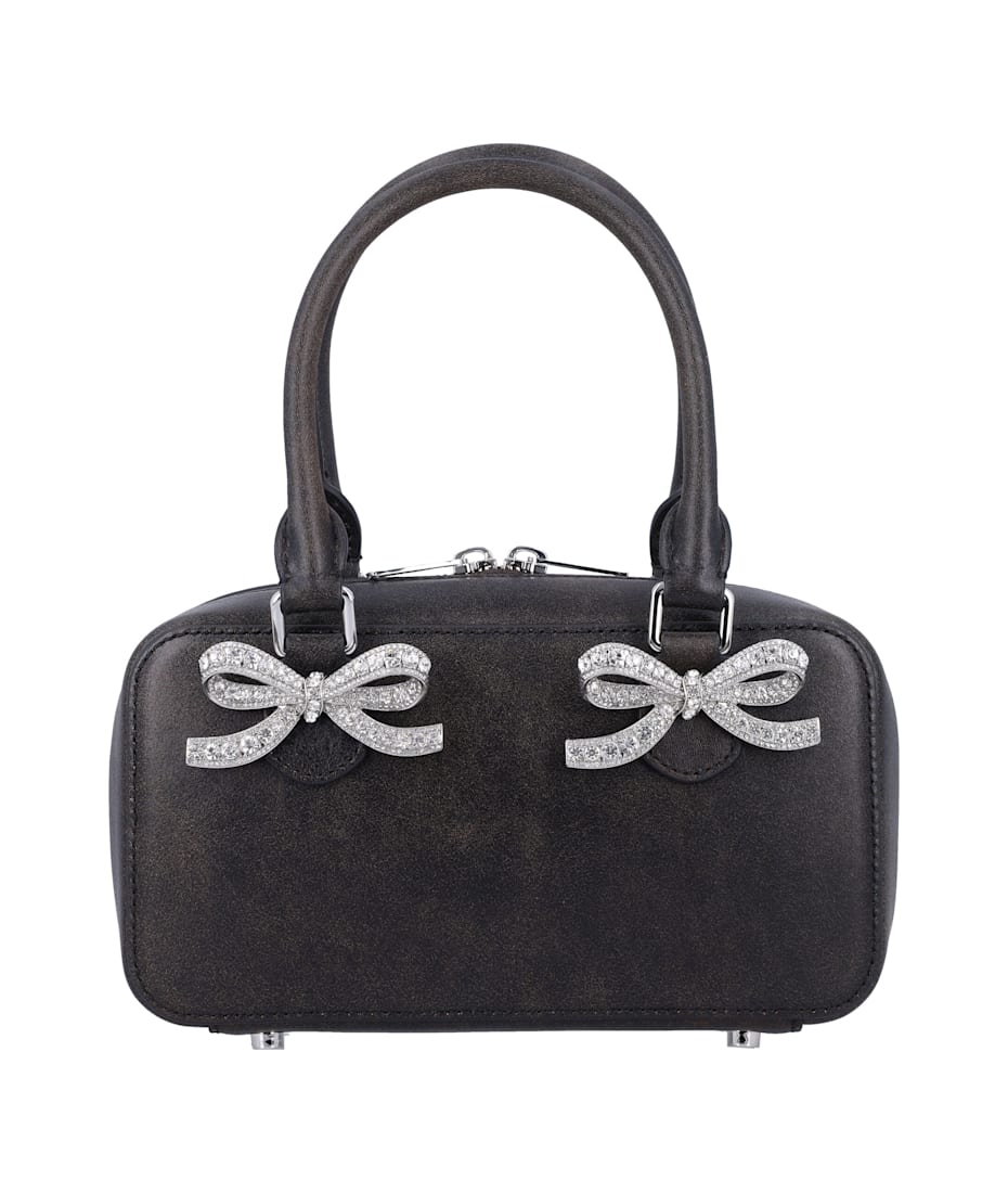 トートバッグ Mini Tote Bag - SELF PORTRAIT - Leather - Black Black Leather Mini Tote Bag – self-portrait