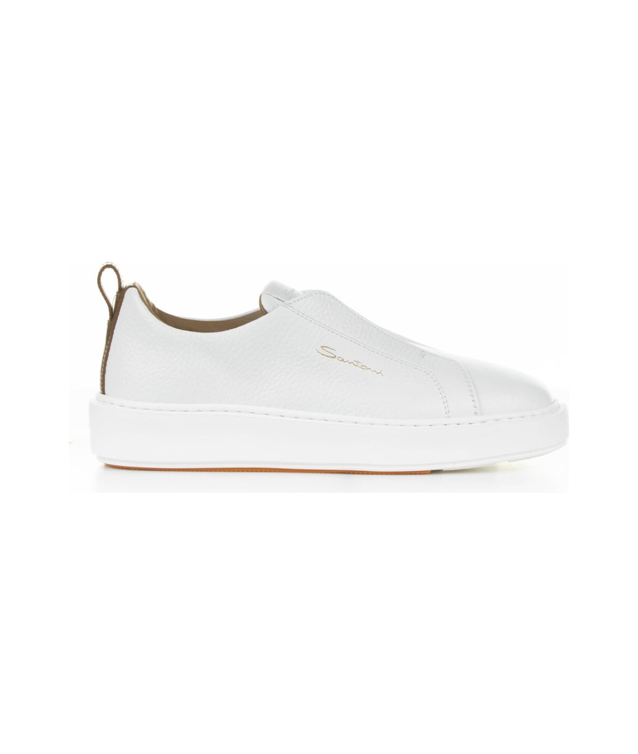 Santoni White Leather Slip-on Sneaker | italist