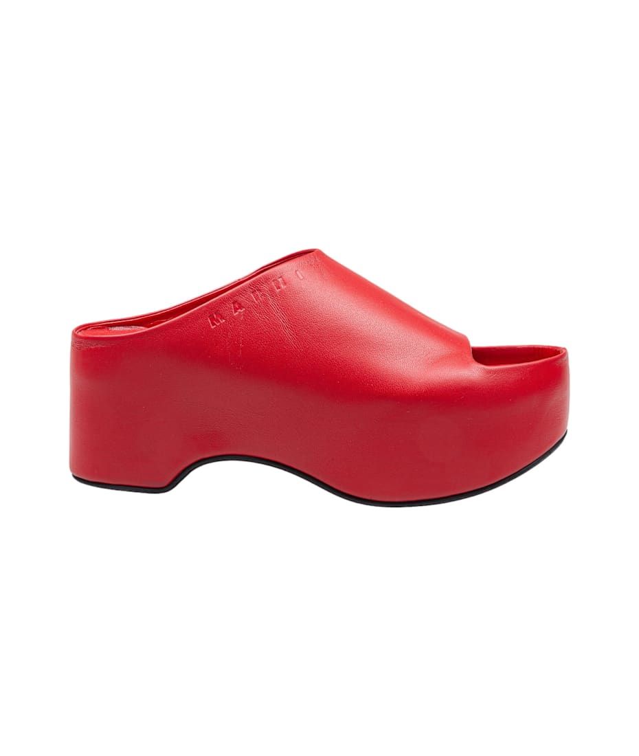 サンダル・ミュール MARNI - CHUNKY CLOG SABOT Deep green leather chunky clog sabot | Marni