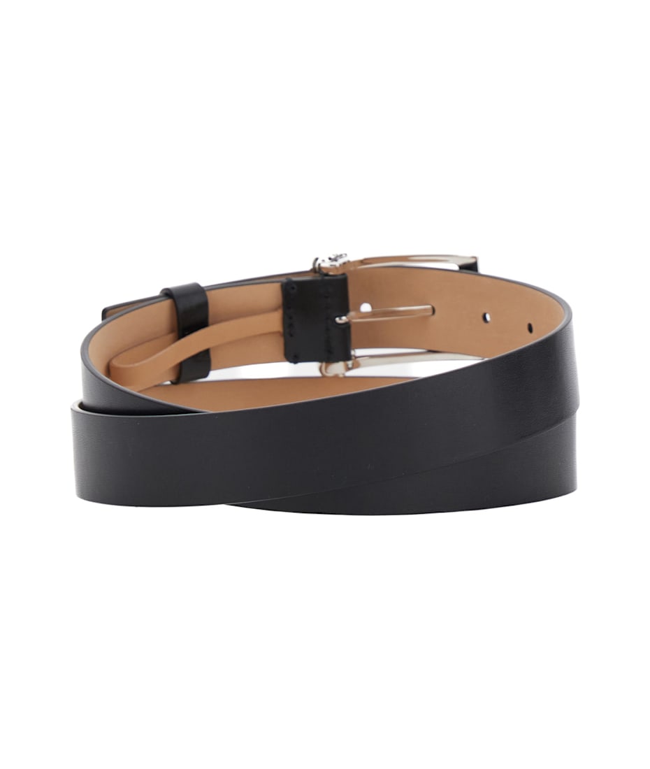 Alexander McQueen 'twin Skull' Black Belt With Logo Detail