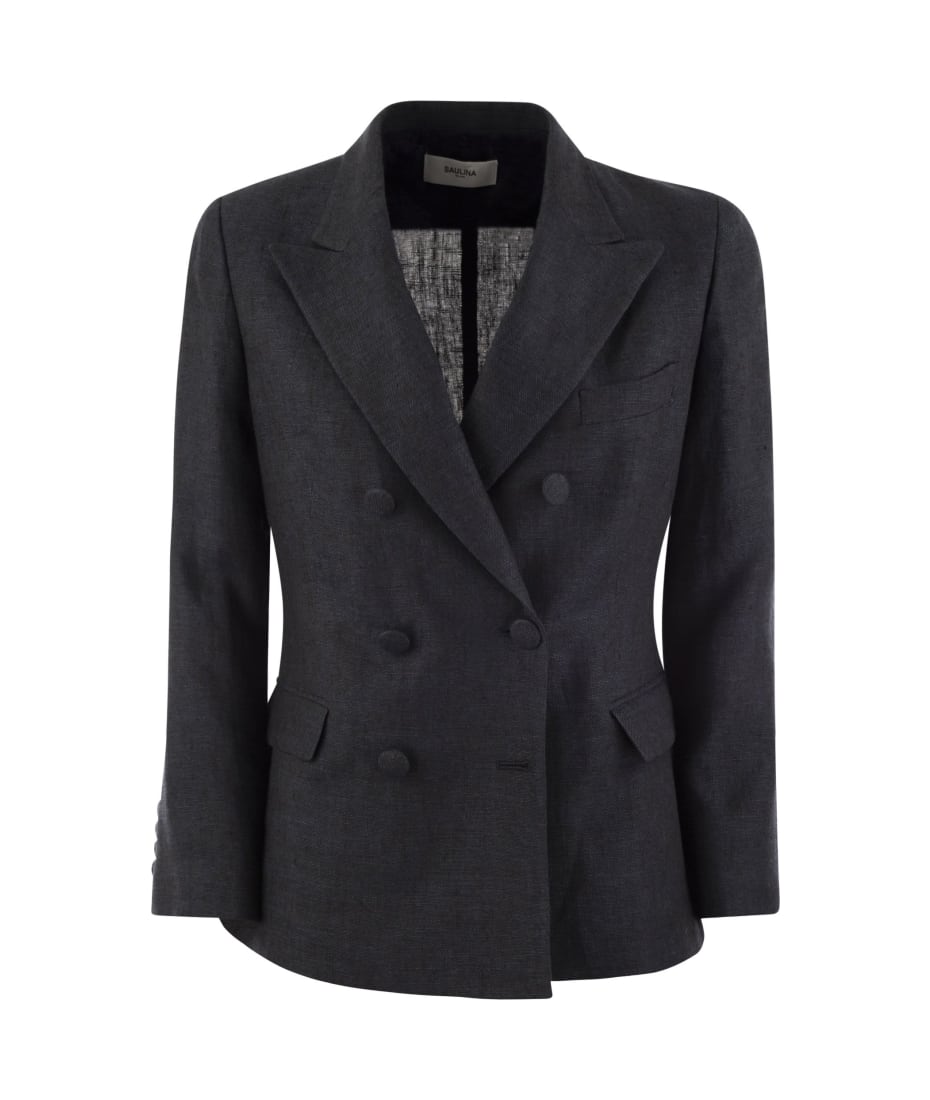 ジャケット SAULINA SS24 ANNA - Double-breasted linen jacket (SAB103 2) Saulina Milano Anna - Double-breasted Linen Jacket In Sand