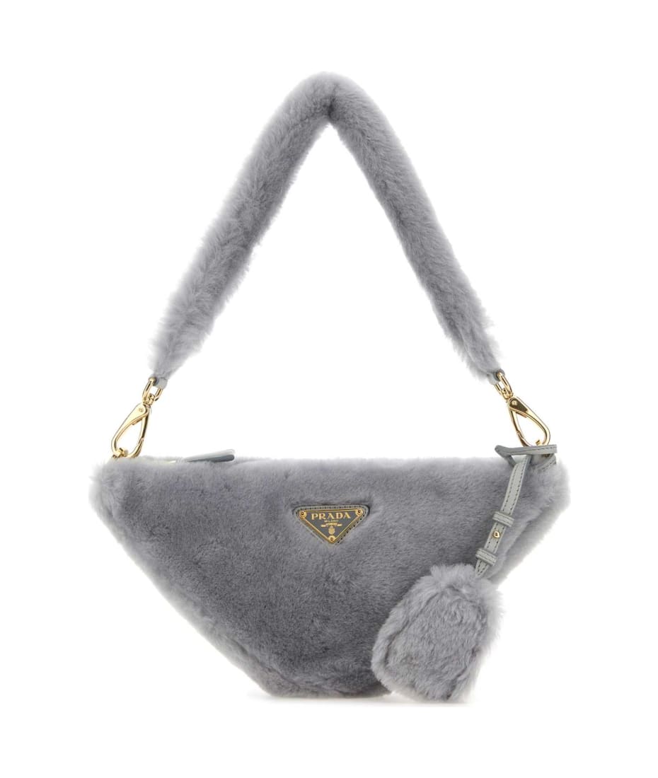 トートバッグ PRADA Grey Shearling Triangle Handbag Prada Grey Shearling Triangle Handbag | italist