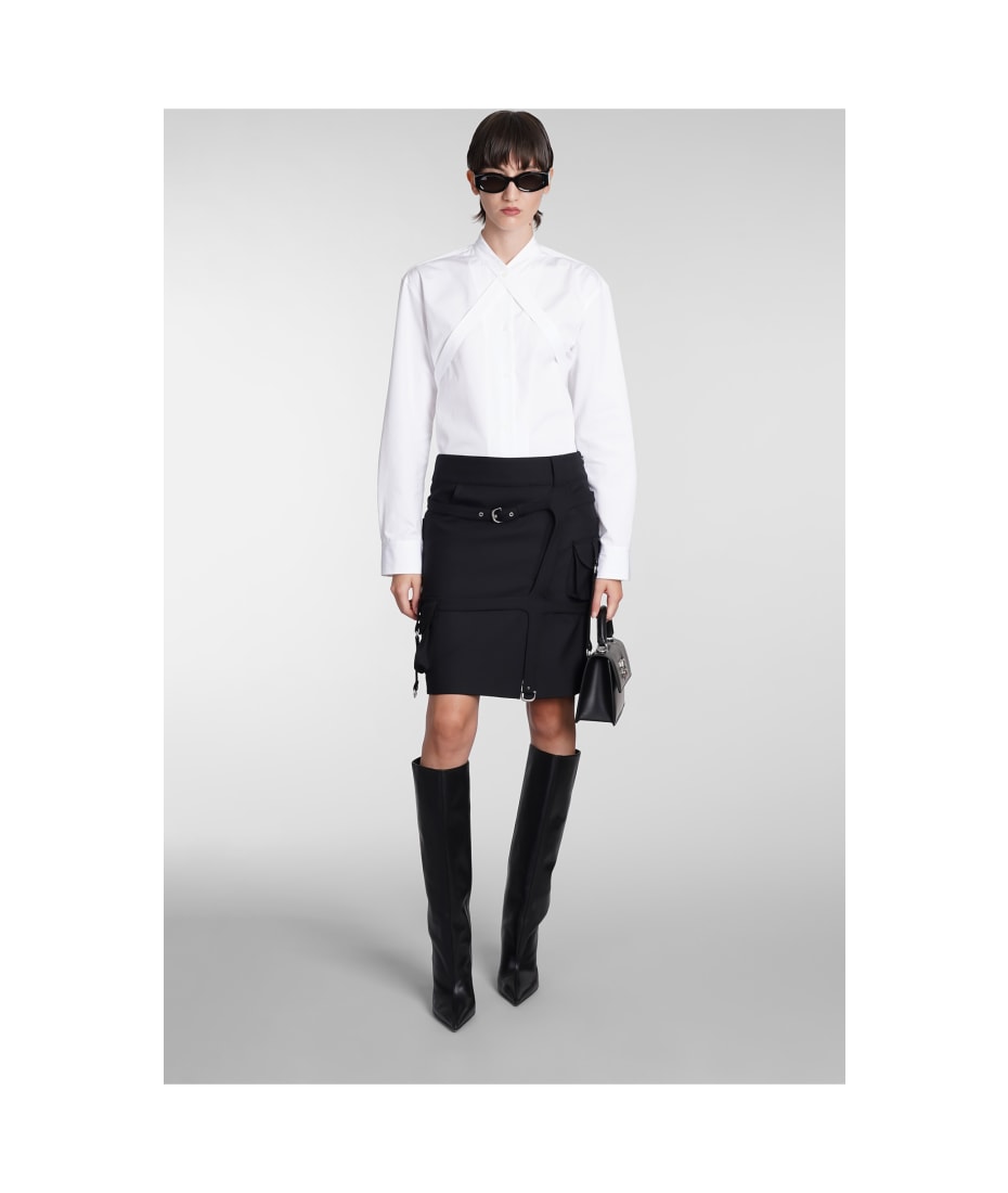スカート Off-White Woman Skirt Black OWCW006F23FAB002 1000 Off-White - Pleated asymmetrical skirt black - The Corner