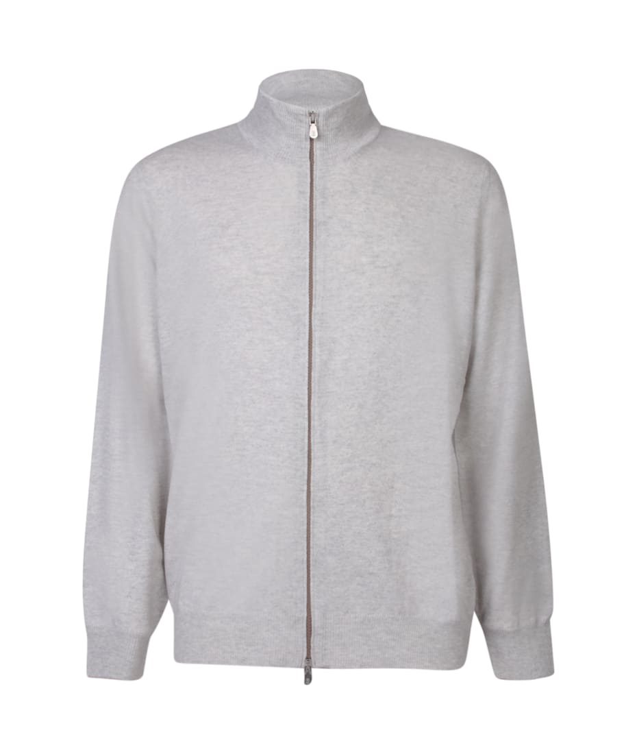 Brunello Cucinelli Grey Cashmere Full Zip Cardigan | italist