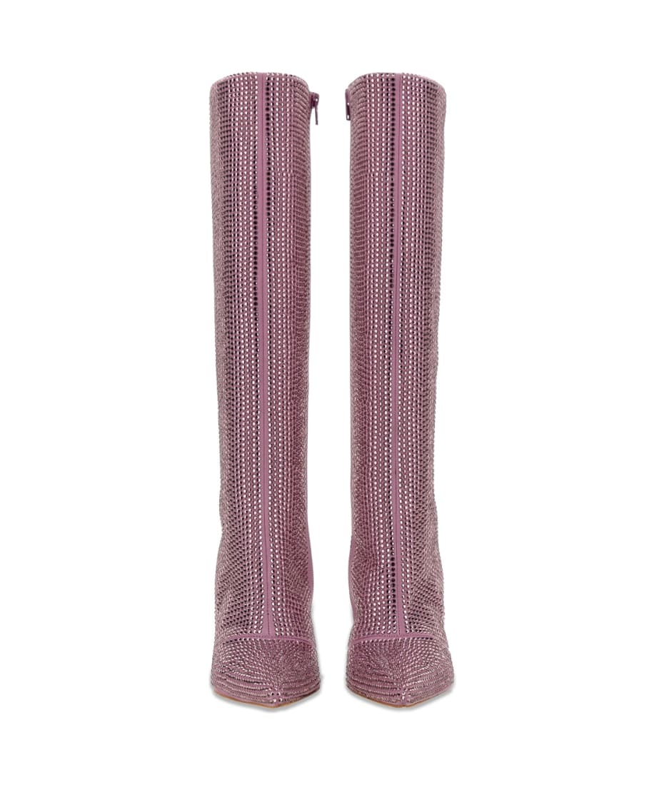ロングブーツ LIU JO HIGH BOOT WITH RHINESTONES (SA2711TX001S1201_VIOLET) Liu-Jo High Boot With Rhinestones | italist
