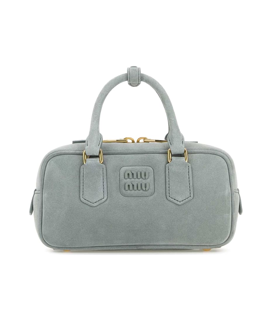 Miu Miu バッグ ブルーグレー大きめ Miu Miu Powder Blue Suede Arcadie Handbag | italist, ALWAYS LIKE A
