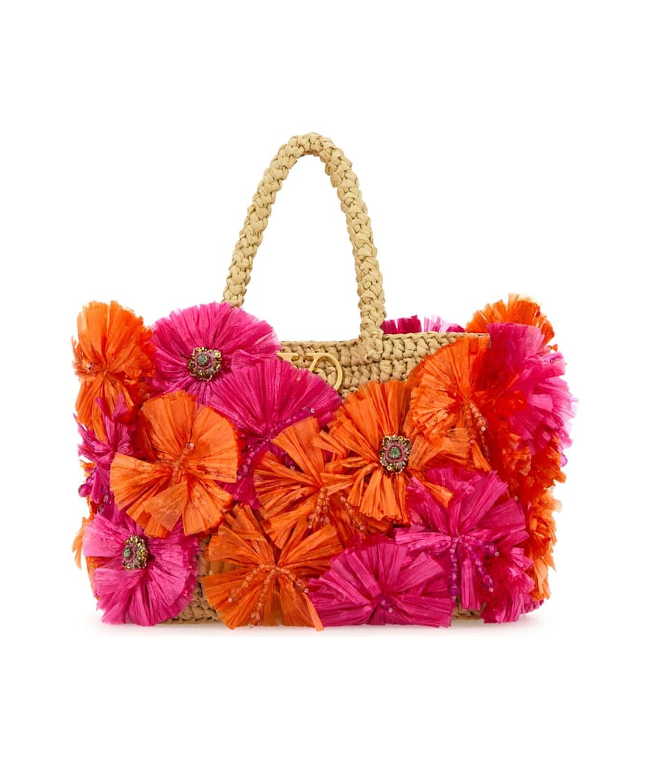 ハンドバッグ VALENTINO EMBELLISHED RAFFIA VLOGO SIGNATURE HANDBAG Valentino Garavani Embellished Raffia Vlogo Signature
