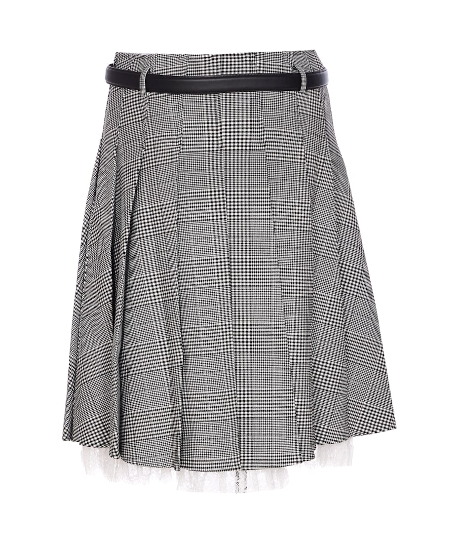 self-portrait Prince Of Wales Check Pleated Midi Skirt