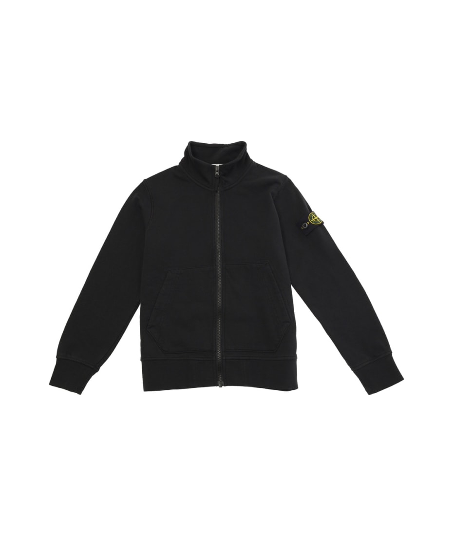 Boys black stone island sweatshirt on sale