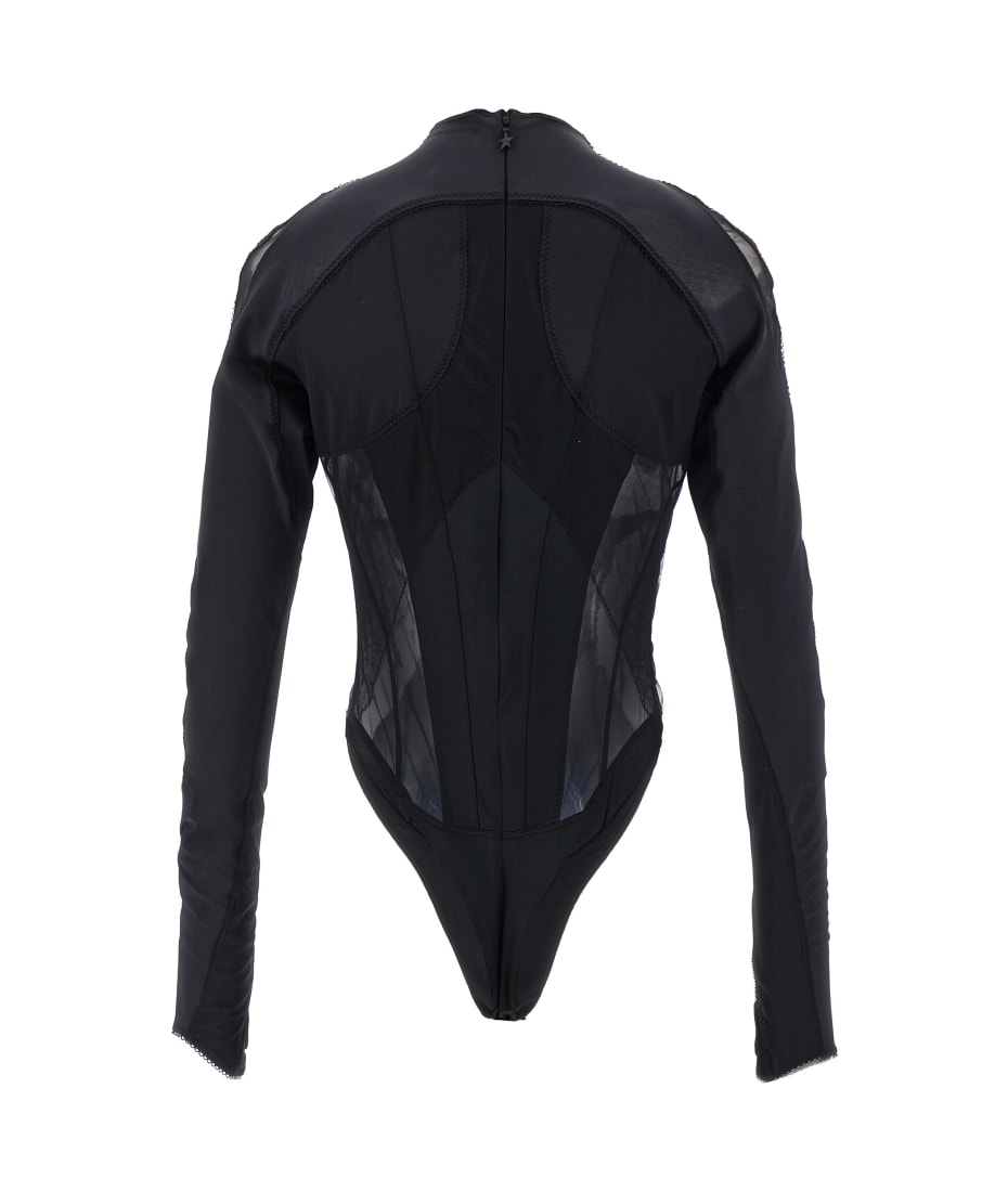 インナー・ルームウェアその他 MUGLER 'multi-layer lingerie' bodysuit Black  24P1BO0231842 Mugler Black Illusion Bodysuit Mugler
