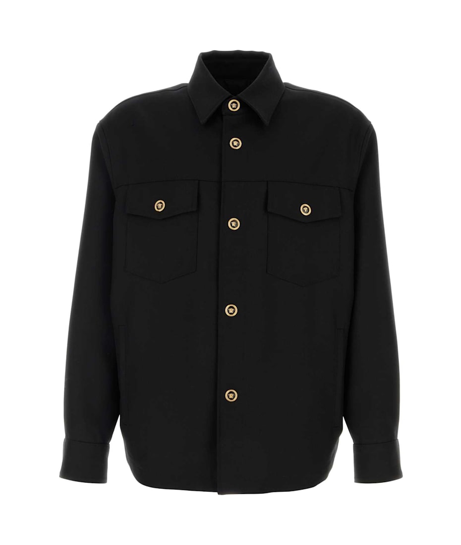 VIP【関税送料無料】希少 VERSACE BLACK WOOL CASUAL JACKET Versace Black Wool Jacket | italist