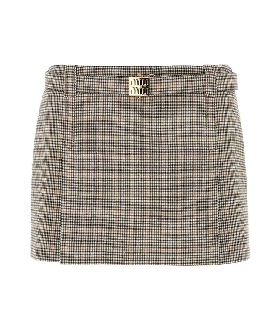 スカート MIU MIU Embroidered Wool Mini Skirt Miu Miu Embroidered Stretch Wool Blend Mini Skirt | italist