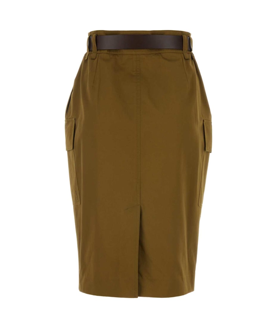 Saint Laurent Khaki Cotton Blend Skirt | italist