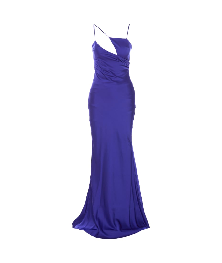 The Attico Melva Asymmetric Long Dress - violet