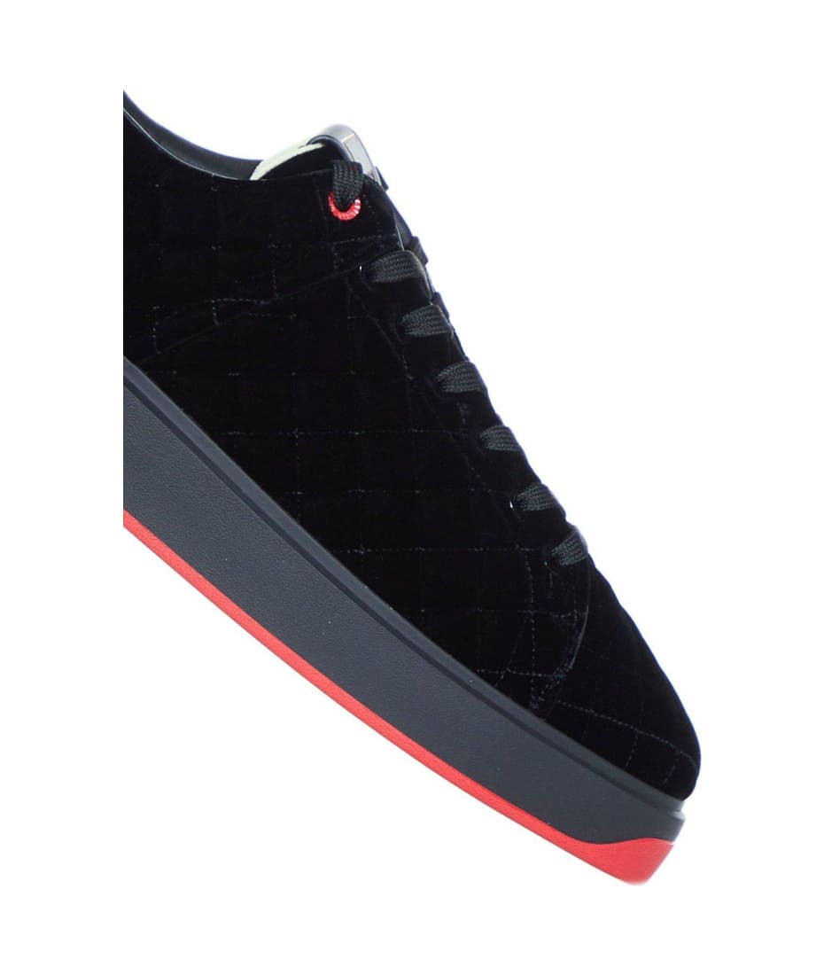 Balmain Velvet B-court Lace-up Sneakers - Black