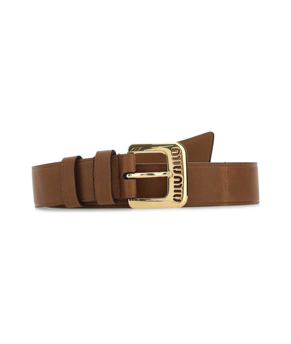 ベルト MIU MIU Brown Leather Belt Tobacco Leather Belt | Miu Miu