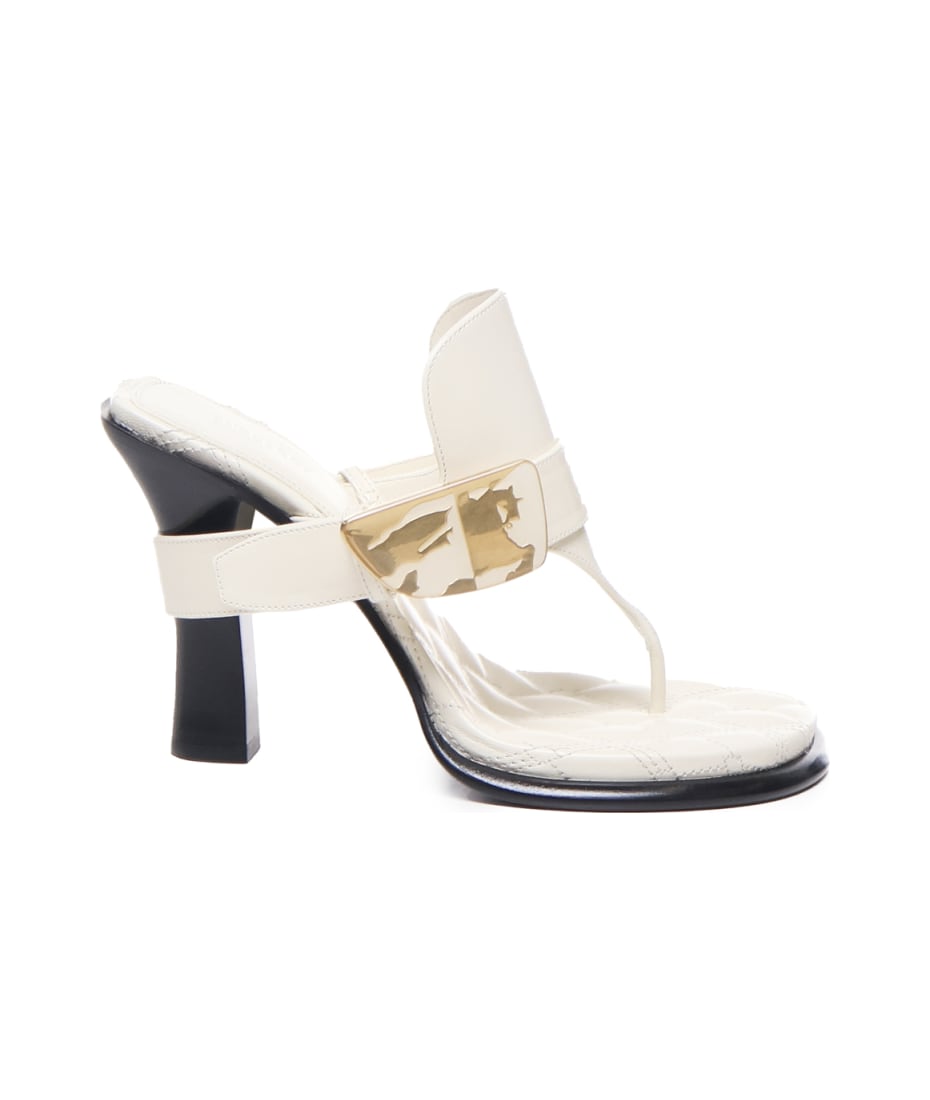 サンダル・ミュール BURBERRY LIGHT BEIGE LEATHER BAY SANDALS Burberry Bay Leather Sandals | italist