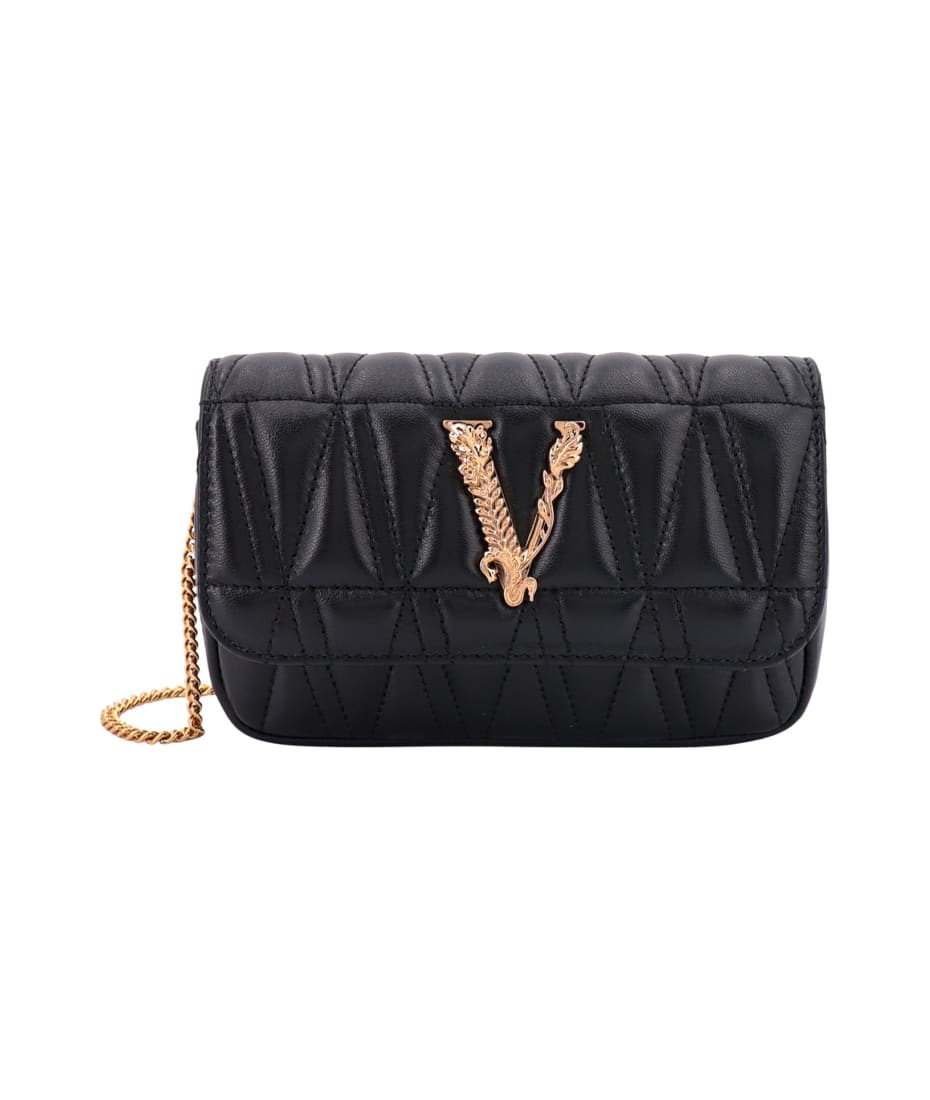 Best price on the market at italist, Versace Versace Handbag Virtus Versace  Leather Bag With V Monogram