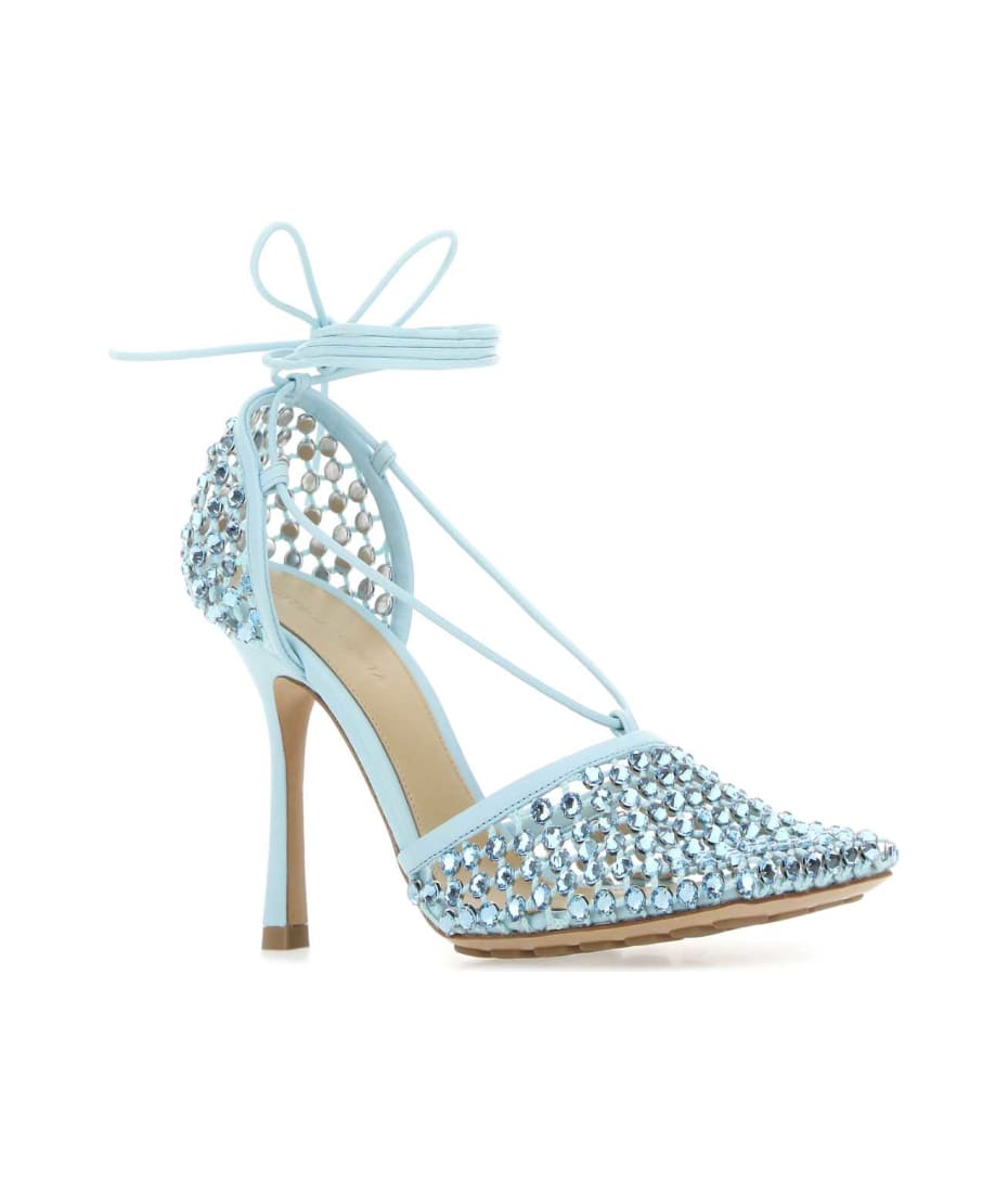 サンダル・ミュール BOTTEGA VENETA Pastel Light-Blue Mesh Stretch Sandals Bottega Veneta Pastel Light-blue Mesh Stretch Sandals
