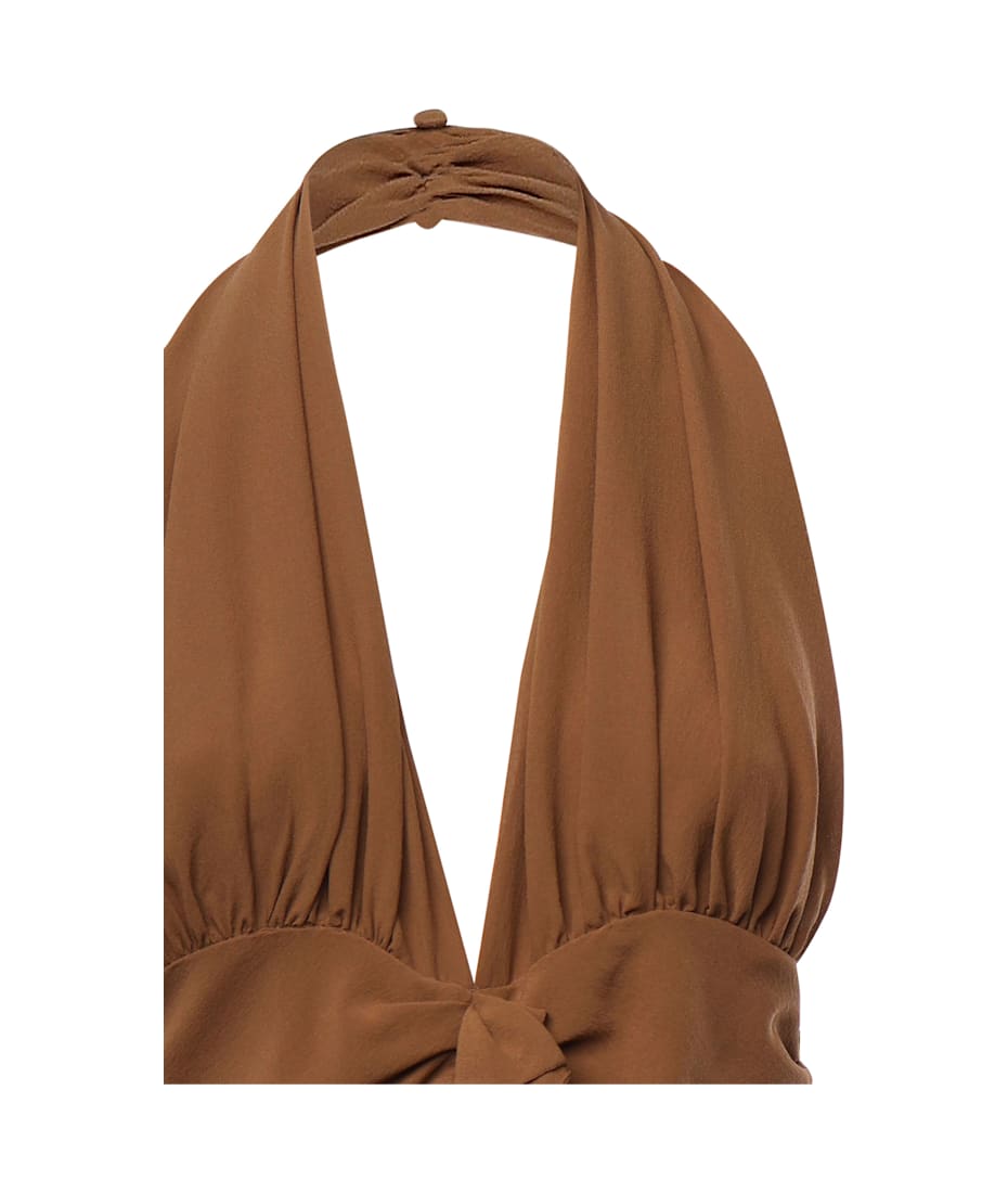 Saint Laurent Ruffled Cupro Dress | italist