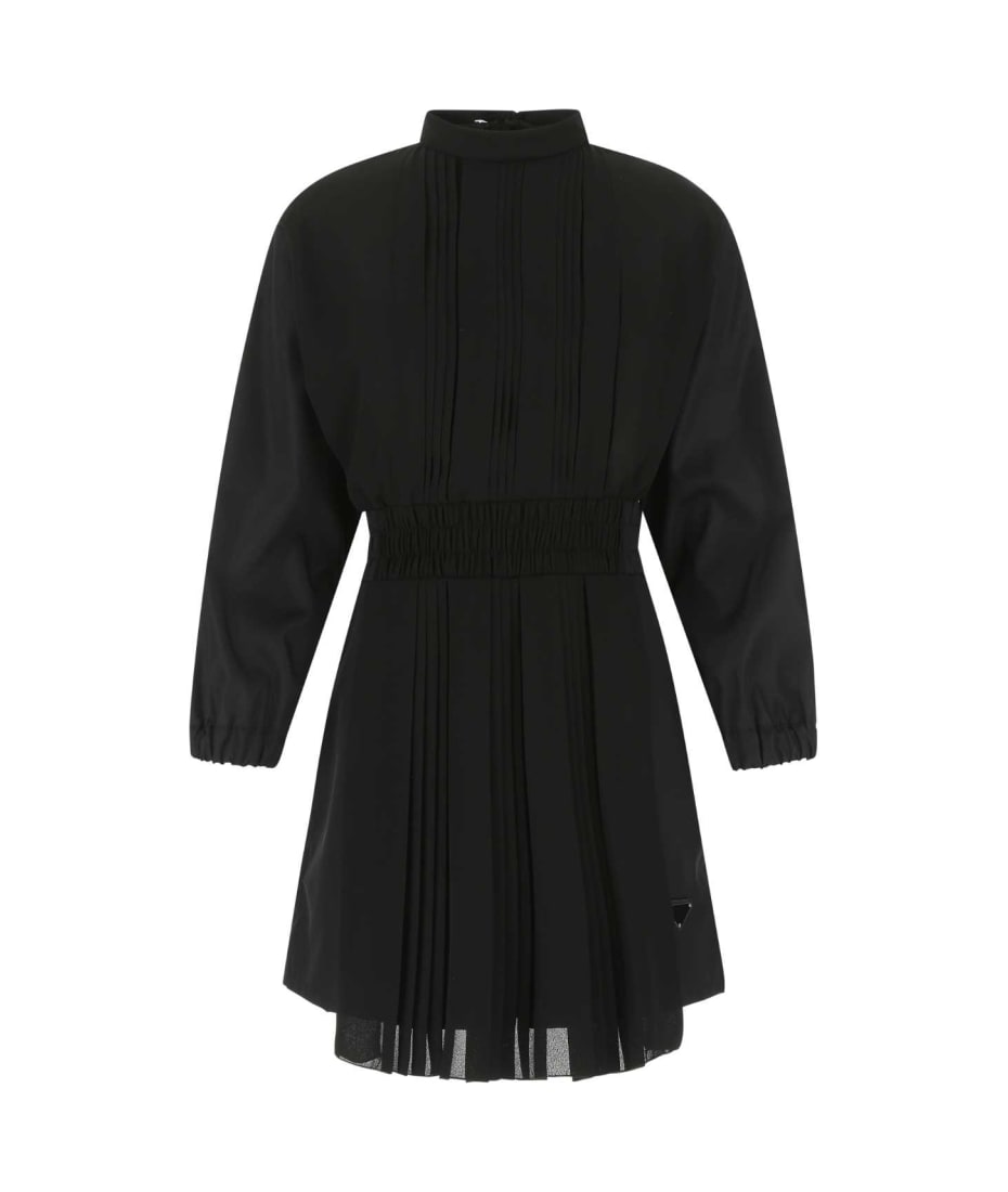 Prada Black Re-nylon And Crepe Jumpsuit | italist