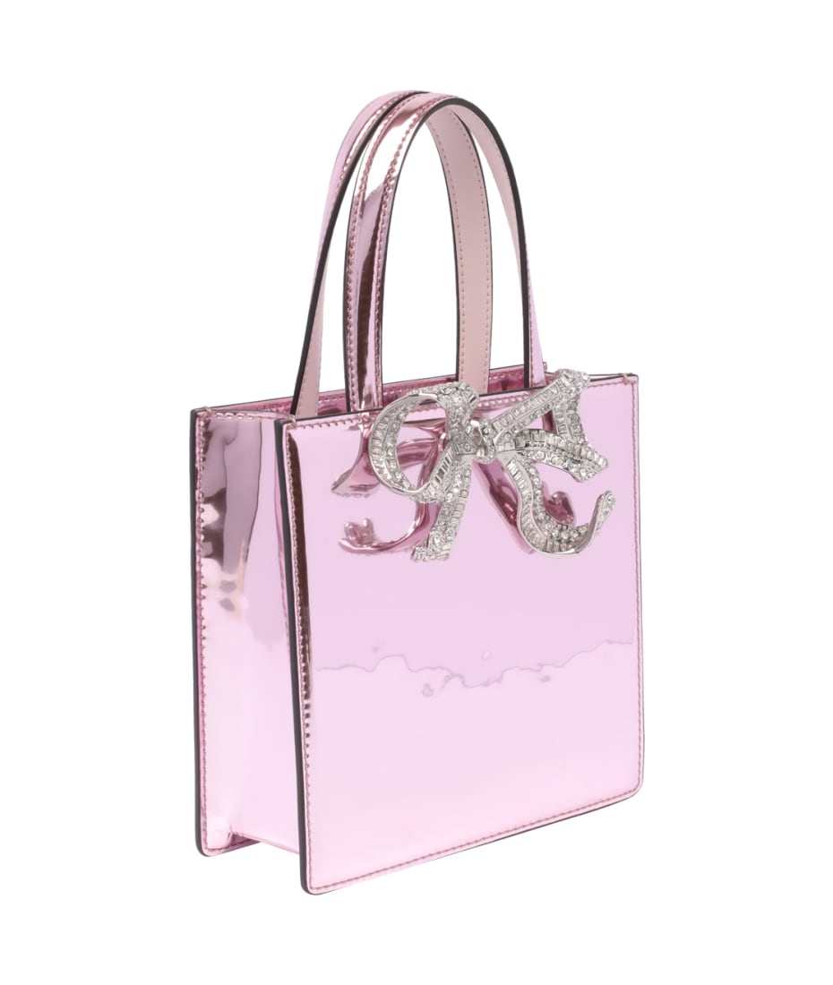 トートバッグ SELF PORTRAIT 'Pink Leather Mini Bow' handbag self-portrait Mini Tote Bow Bag | italist